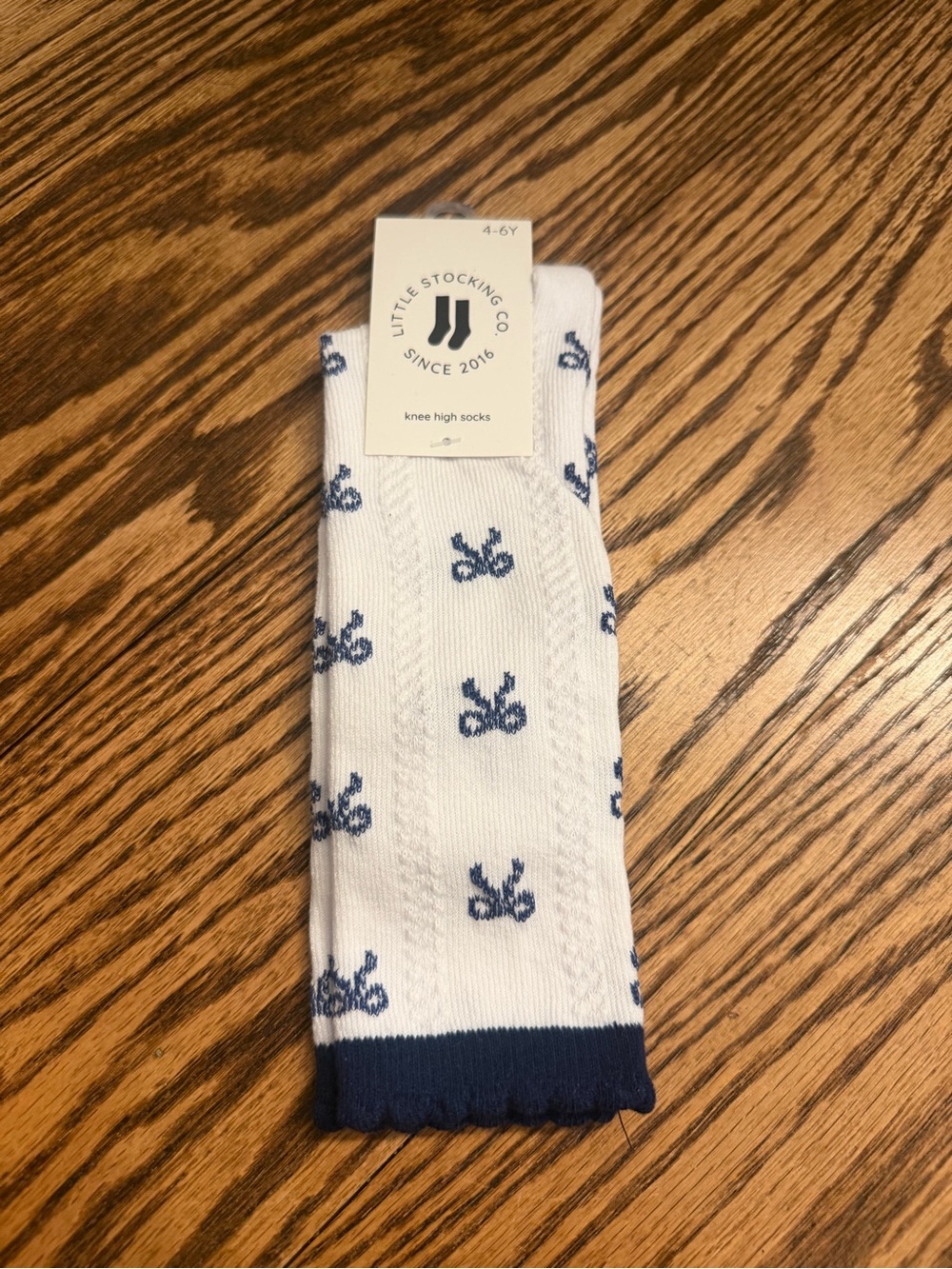Little Stocking Company Navy Bows Knee High Socks Size 4-6 Years